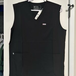 Figs Black V-Neck FREEx Sleeveless ScrubSmock